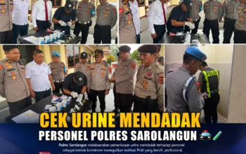 Polres Sarolangun Gelar Tes Urine Mendadak, Wujud Komitmen Ciptakan Institusi Bersih dari Narkoba