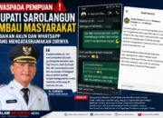 Waspada Penipuan, Bupati Sarolangun Imbau Masyarakat Abaikan Akun dan WhatsApp yang Mengatasnamakan Dirinya