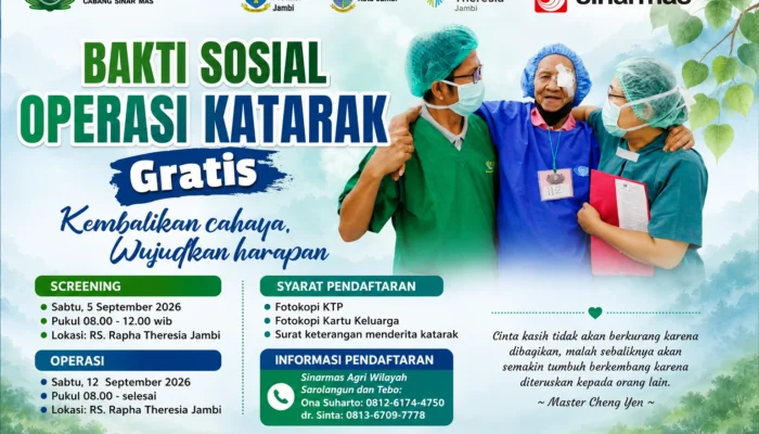 Sinarmas Bersama Tzu Chi Gelar Bakti Sosial Operasi Katarak Gratis di Jambi, Pendaftaran Dibuka