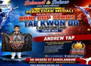 ‎Siswa SD Negeri 57 Sarolangun Andrew Yap Raih Medali di Kejuaraan Taekwondo KONI Cup Series 2