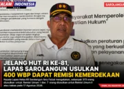 Jelang HUT RI ke-81, Lapas Sarolangun Usulkan 400 WBP Dapat Remisi Kemerdekaan