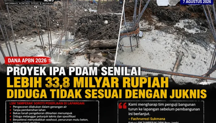 Proyek IPA PDAM Senilai Rp33,8 Miliar di Sungai Penuh Diduga Tak Sesuai Juknis, LSM Tamperak Minta Tim Penguji Turun ke Lapangan