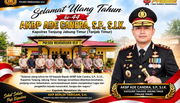Polsek Mendahara Ulu Sampaikan Ucapan Selamat HUT ke-44 Kapolres Tanjab Timur
