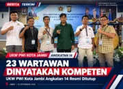 UKW PWI Kota Jambi Angkatan 14 Ditutup, 23 Wartawan Dinyatakan Kompeten